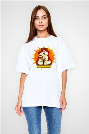 Hamster Beyaz Unisex Oversize Tişört T-Shirt