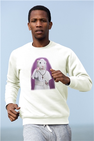 Hamster Beyaz Unisex Sweatshirt