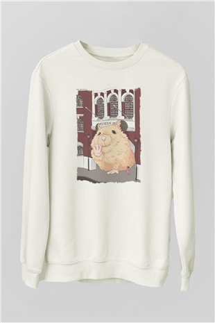 Hamster Beyaz Unisex Sweatshirt