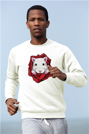 Hamster Beyaz Unisex Sweatshirt