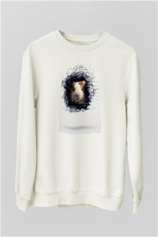 Hamster Beyaz Unisex Sweatshirt