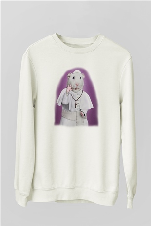 Hamster Beyaz Unisex Sweatshirt