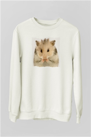 Hamster Beyaz Unisex Sweatshirt