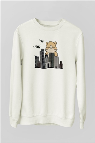 Hamster Beyaz Unisex Sweatshirt