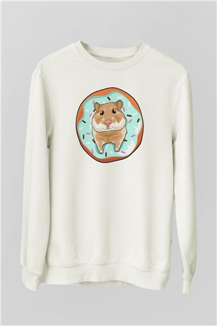 Hamster Beyaz Unisex Sweatshirt