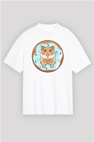 Hamster Beyaz Oversize Tişört Oversize T-shirt - TişörtFabrikası