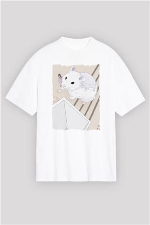 Hamster Beyaz Oversize Tişört Oversize T-shirt - TişörtFabrikası