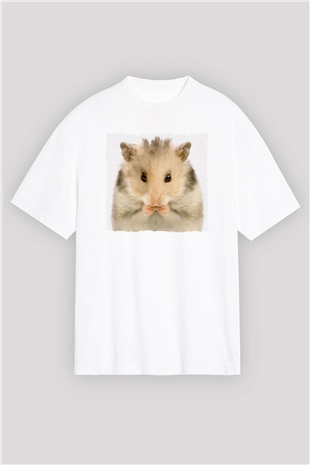 Hamster Beyaz Oversize Tişört Oversize T-shirt - TişörtFabrikası