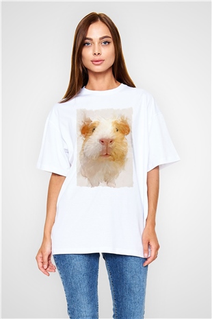 Hamster Beyaz Oversize Tişört Oversize T-shirt - TişörtFabrikası