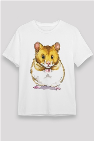 Hamster Beyaz Unisex Tişört T-Shirt - TişörtFabrikası