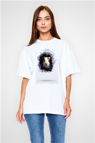 Hamster Beyaz Oversize Tişört Oversize T-shirt - TişörtFabrikası