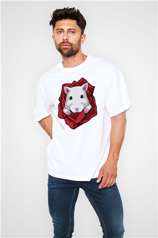 Hamster Beyaz Oversize Tişört Oversize T-shirt - TişörtFabrikası
