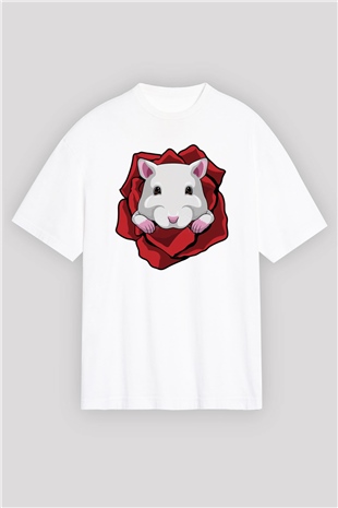 Hamster Beyaz Oversize Tişört Oversize T-shirt - TişörtFabrikası