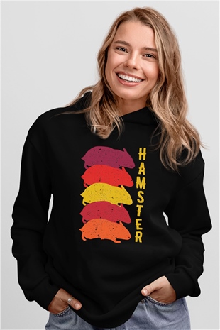 Hamster Siyah Unisex Hoodie