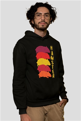 Hamster Siyah Unisex Hoodie