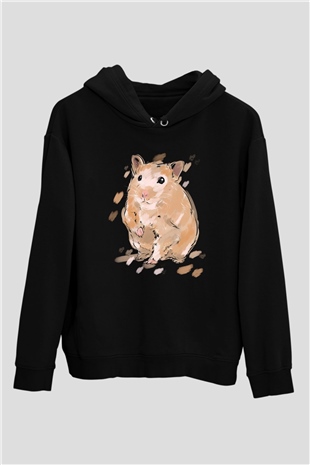 Hamster Siyah Unisex Hoodie
