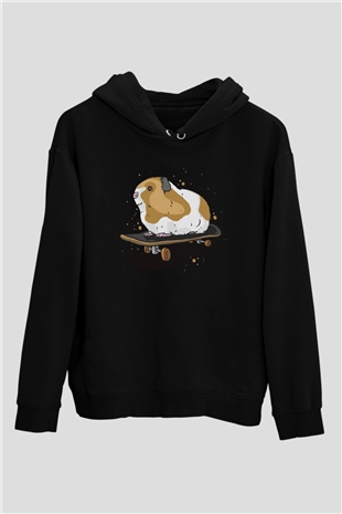 Hamster Siyah Unisex Hoodie