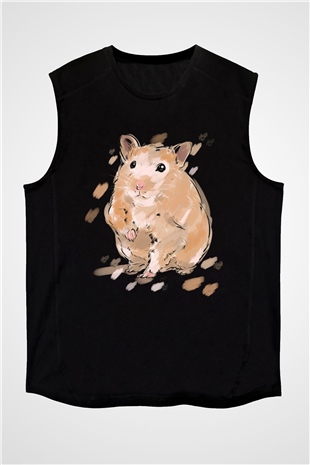 Hamster Siyah Unisex Kolsuz Tişört