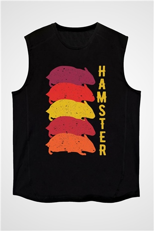 Hamster Siyah Unisex Kolsuz Tişört
