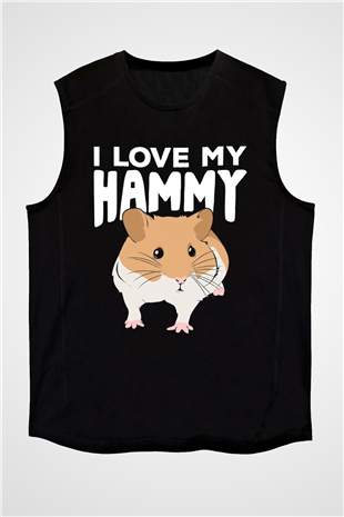 Hamster Siyah Unisex Kolsuz Tişört