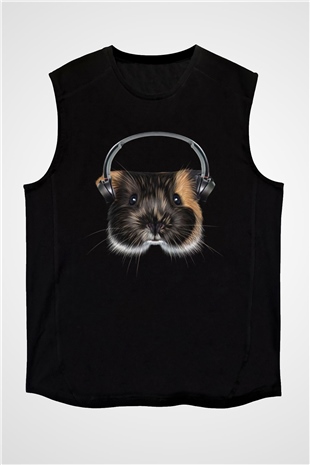 Hamster Siyah Unisex Kolsuz Tişört