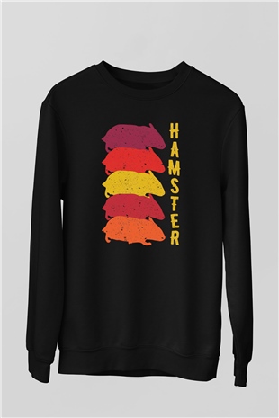 Hamster Siyah Unisex Sweatshirt