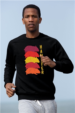 Hamster Siyah Unisex Sweatshirt