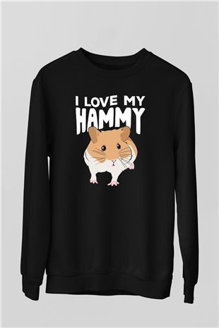 Hamster Siyah Unisex Sweatshirt