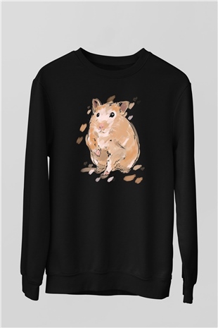 Hamster Siyah Unisex Sweatshirt