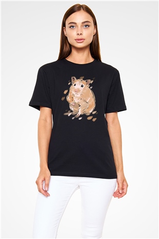Hamster Siyah Unisex Tişört T-Shirt - TişörtFabrikası