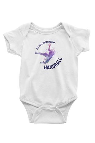 Handball Baskılı Beyaz Bebek Body - Zıbın