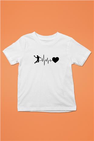 Handball Baskılı Unisex Beyaz Çocuk Tişört - Tshirt