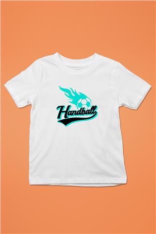 Handball Baskılı Unisex Beyaz Çocuk Tişört - Tshirt