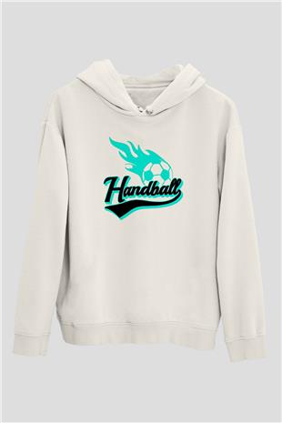 Handball Baskılı Unisex Ekru Hoodie