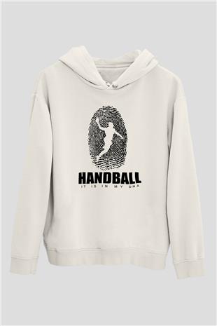 Handball Baskılı Unisex Ekru Hoodie
