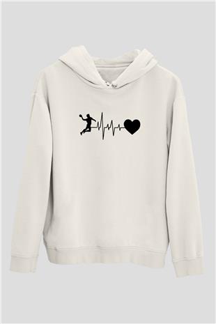 Handball Baskılı Unisex Ekru Hoodie