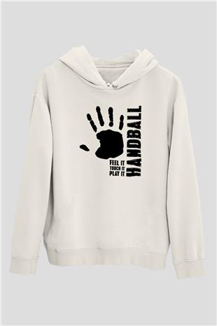 Handball Baskılı Unisex Ekru Hoodie