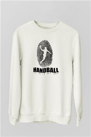 Handball Baskılı Unisex Ekru Sweatshirt