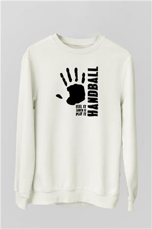 Handball Baskılı Unisex Ekru Sweatshirt