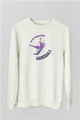 Handball Baskılı Unisex Ekru Sweatshirt