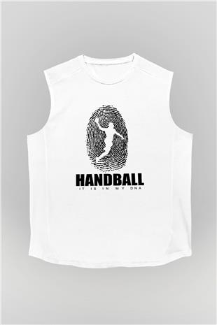 Handball Baskılı Unisex Kolsuz Beyaz Tişört