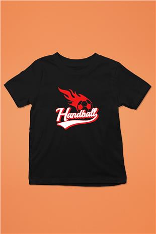 Handball Baskılı Unisex Siyah Çocuk Tİşörtü - Tshirt