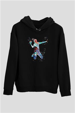 Handball Baskılı Unisex Siyah Hoodie
