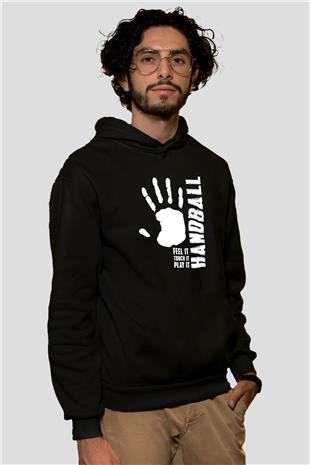 Handball Baskılı Unisex Siyah Hoodie