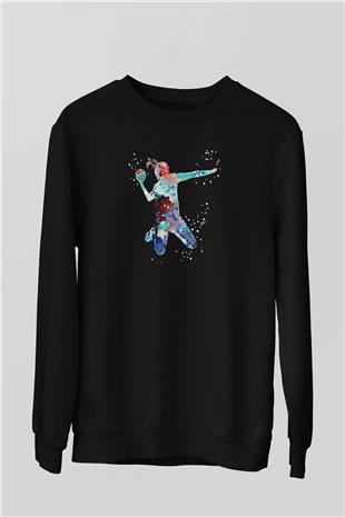 Handball Baskılı Unisex Siyah Sweatshirt