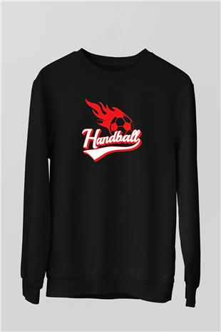 Handball Baskılı Unisex Siyah Sweatshirt