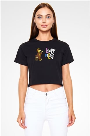 Hanna-Barbera Siyah   Crop Top Tişört
