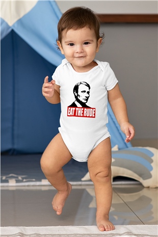 Hannibal Baskılı Beyaz Unisex Bebek Body - Zıbın