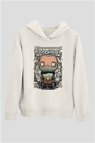 Hannibal Baskılı Unisex Beyaz Hoodie