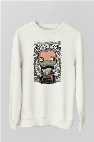 Hannibal Baskılı Unisex Beyaz Sweatshirt